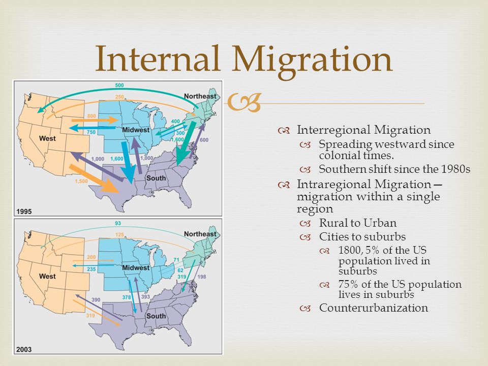 Examples of interregional and intraregional migration